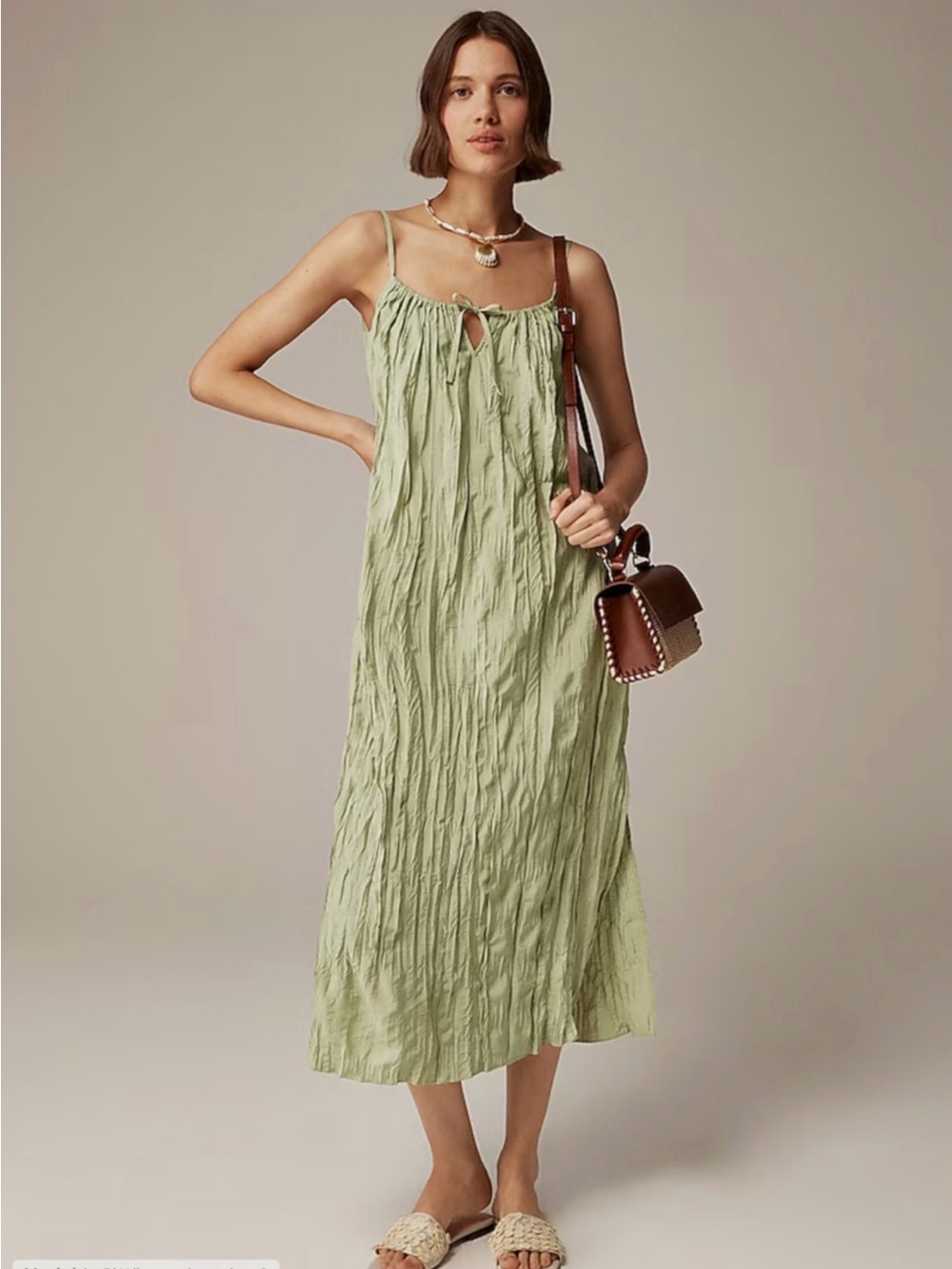 J Crew Crinkled Side Slit Midi Dress